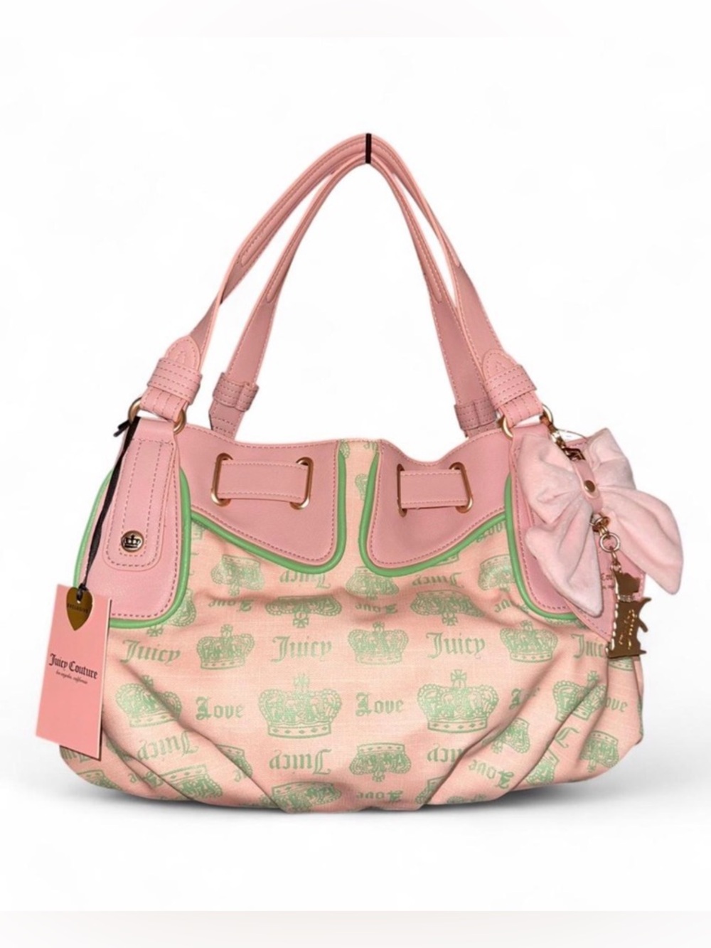 Juicy Couture “Juicy Fan Club Satchel”, pink/green